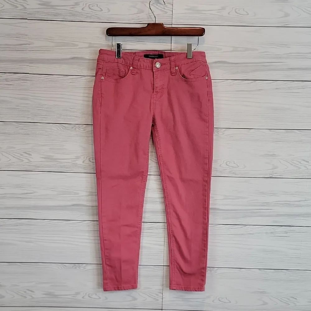 Vigoss Studio Slim Fit Pink Denim Ankle Jeans Womens Size Waist 28"
